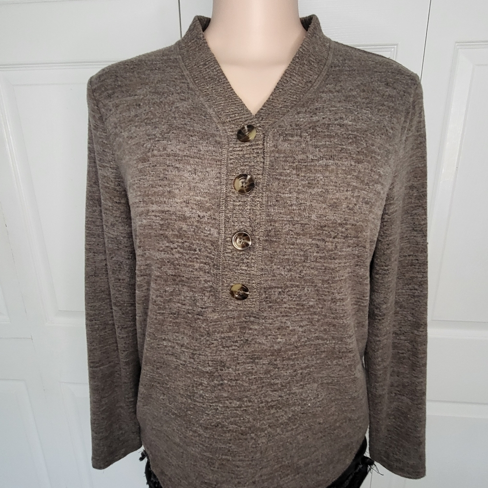 St. John's Bay Women's Half-button V-Neck Sweater